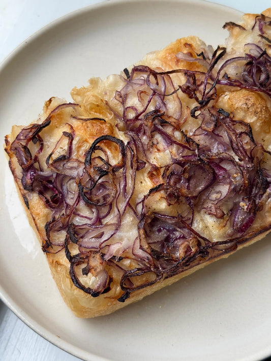 Red Onion focaccia slab